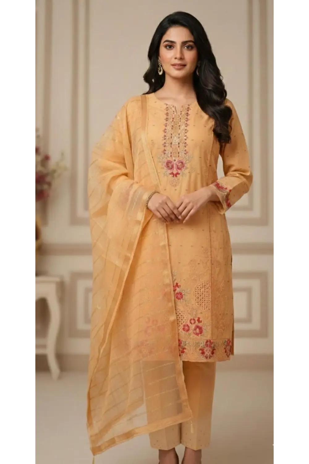 3PCS Embroidered suit