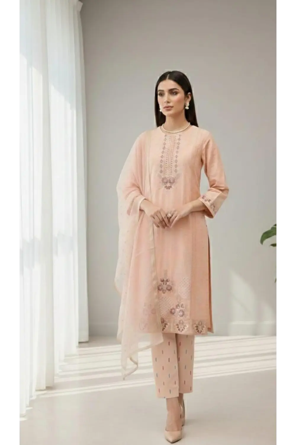 PEACH Embroidered 3-Piece Suite