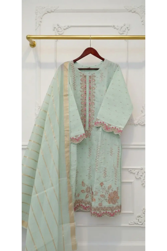 Sky Blue Embroidered 3-Piece Suite